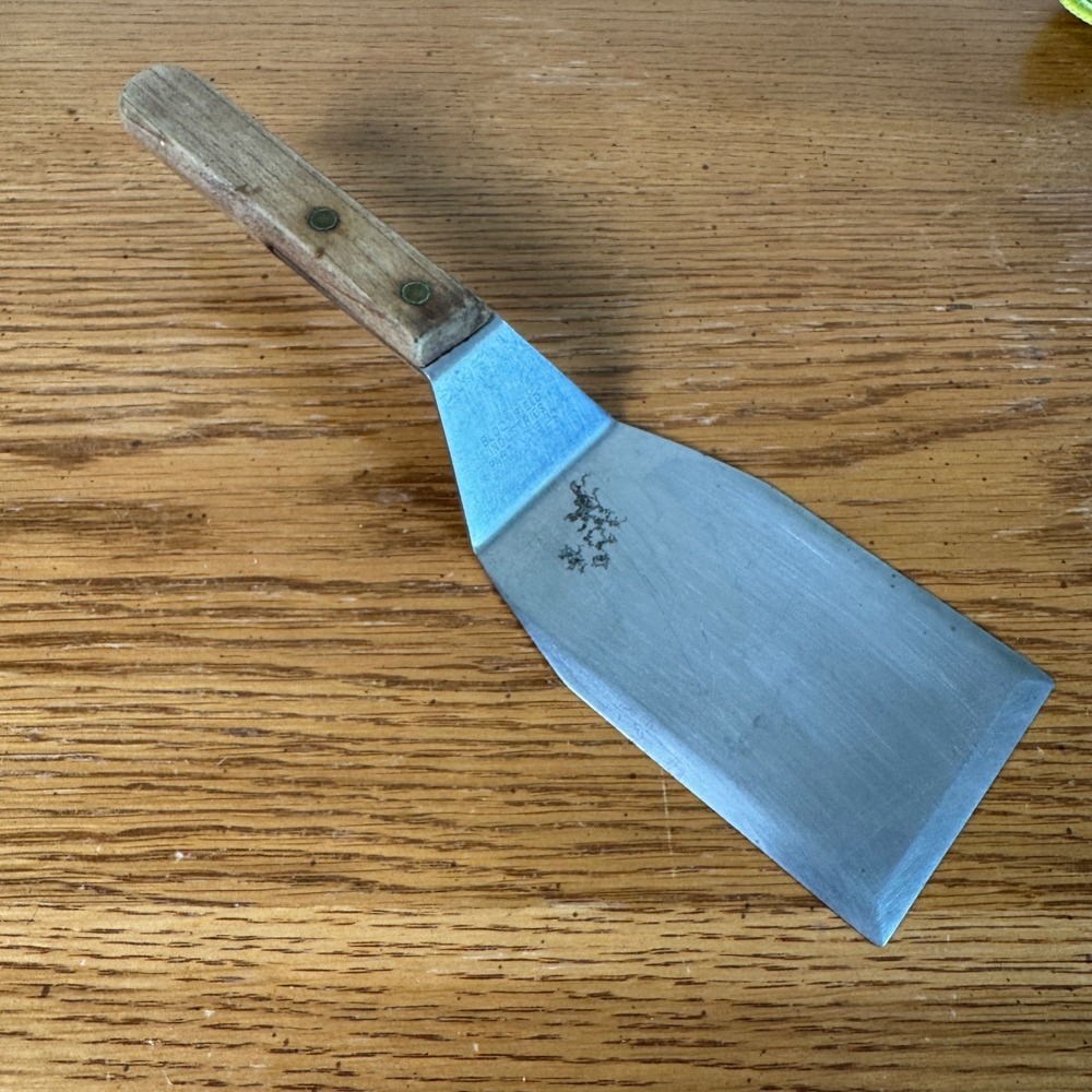 Bloomfield Industries 3130 Vintage Metal Offset Spatula Wood Handle Japan Made